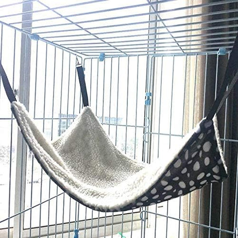 Pet Cage Hammock, Pet Hanging Bed Round Dot Tower Zebra Leopard Pattern Warm Pet Hammock, Soft Plush Hanging Pet Cat Bed Mat Winter Warm Cotton fo...