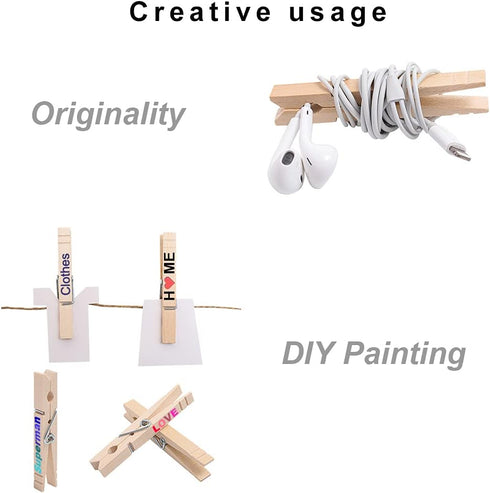 Clothes Pins Wood for Hanging Clothes,3.5 Inch?100pcs? Heavy Duty Wooden Clothespins,Clothes Pins for Craft,Wooden Clips for Pictures. | Rust Resi...