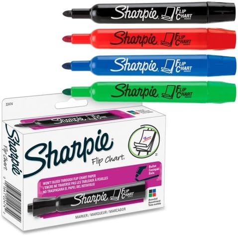 Sharpie Flip Chart Marker - Bullet Marker Point Style - Assorted Ink - Assorted Barrel - 4 / Set...