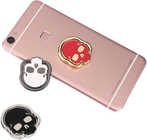 3 Packs Skull Shape Phone Ring Holder in 3 Colors, DaKuan 180° Adjustable Metal Stand Finger Grip Kickstand (Black, White, Red)...