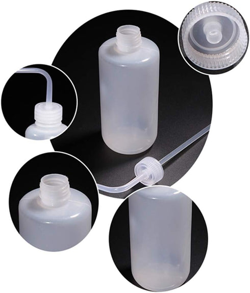 2PCS 250ml Safety Wash Bottle Plastic Bent Tip Graduated Squeeze Bottle Narrow Mouth Label Tattoo Wash Bottle Oil Water Wash Cleaning Containers D...