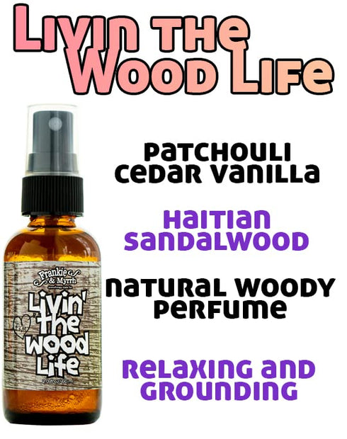Frankie & Myrrh Livin' The Wood Life Aromatherapy Spray - Patchouli, Vanilla, Sandalwood, Cedar. Relaxation and Meditation Essential Oil Freshwate...