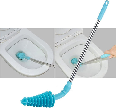 HOMEGOAL Toilet Plunger, Siphon Type Toilet Clog Remover, Flexible Rubber Head Stainless Steel Handle, Toilet Dredge Tool, Squeegee (Blue)...