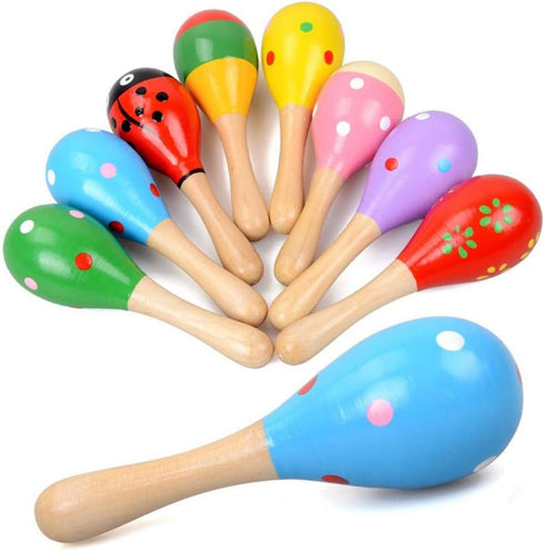 Sansheng 12 PCS Mini Fiesta Wooden Maracas Toys, Wooden Maracas Festival Painting, Wooden Carnival Maracas (Random Colors)...