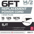 Iron Forge Cable 14 AWG Replacement Power Cord with Open End - 6 Ft Black Extension Cable, 2 Wire 14/2 SJT...