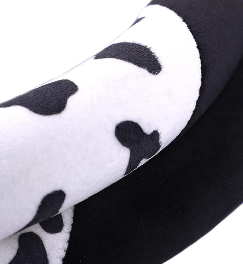 Cow Print Plush Warm Steering Wheel Cover Cute Animal Car Steering Wheel Cover for SUV Van Sedan Car Truck Gift for Women, Universal 15"...