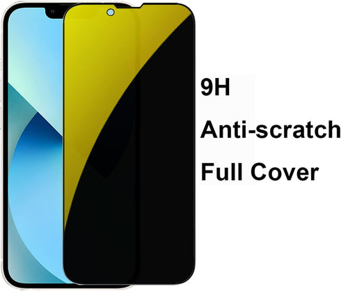 2 Pack Anti-Blue Privacy Tempered Glass Suit for iPhone 14 /iPhone 13 Pro/iPhone 13 Mirror Anti-Spy Screen Protector Anti-Peeping Film Electroplat...