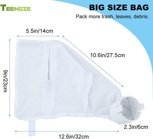 360&380 Pool Bag Compatible with Polaris Pool Cleaner, 2PCS Zippered All Purpose Bags, Durable Nylon Mesh, Swimming Pool Vacuum Cleaner Replacemen...