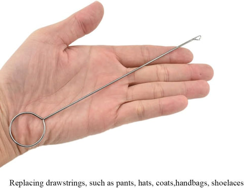 HAHIYO 3Pcs 6.9inches Stainless Steel Drawstring Threader Sewing Loop Turner Hook with Latch Sewing Needle Inserter Threader Needle for Drawstring...