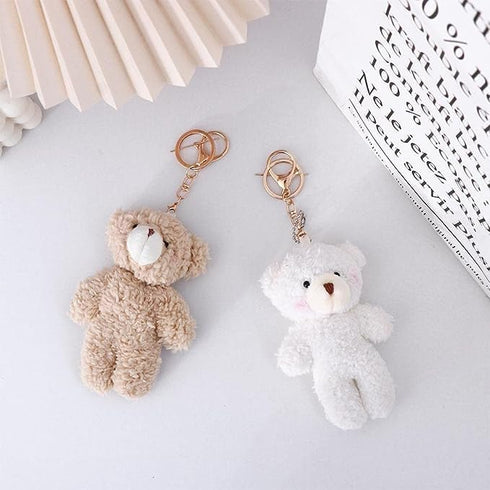 1Pc Brown Bear Pink Heart Mini Plush Stuffed Keychain For Backpack,Soft Cotton Key Chain Keychain For Gift Graduation Party Favors Bag DIY Keychai...