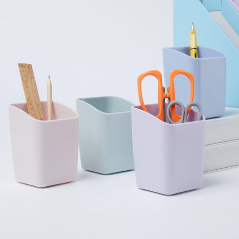 Y YOMA 1 Pack Pen Holder for Desk Cute Plastic Pencil Cup Pen Container Square Organizer Modern Aesthetic Design Desktop Storage Solution for Pens...
