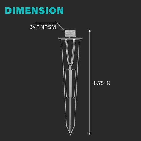 Malibu Landscape Lighting Stake Metal Outdoor Sturdy Solid Ground Spike Die-cast Aluminum for Flood Light Pathway Light In-ground Lights (1 Pack)...