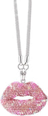 Bling Pink Lip Diamond Car Accessories for Women, Crystal Car Rear View Mirror Charms Car Decor Valentine's Day Gifts Lucky Hanging Interior Ornam...