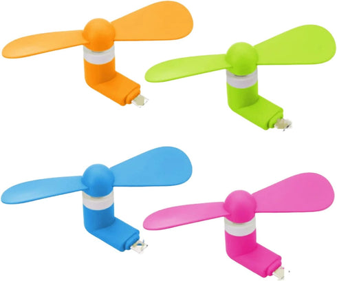 Cell Phone Fan for iPhone - 4 Pack Personal Mini USB Fan Plug in Mobile Phones, Small Portable Pocket Cellphone Fan for iPhone 14 13 12 11 10 9 Pl...