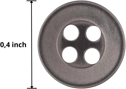12 Pcs Grey Sewing Buttons 4 Hole Round Buttons 0.4 inch Button for Crafts 16L Plastic Buttons for Sewing 10mm Smoke Buttons for Pants Blouse Shir...