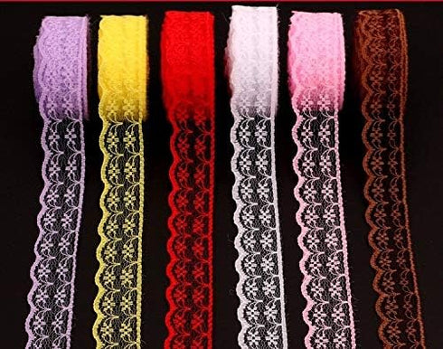 20 Rolls 200 Yards Mixed Color Floral Pattern Fabric Lace Ribbon...