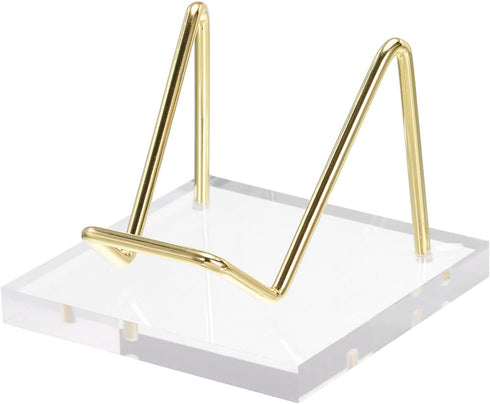 PATIKIL 3" x 3" x 2" Acrylic Display Stands, Display Easel Holder Metal Arm Crystal Display Stand for Mineral Gemstone Style 2, Clear...
