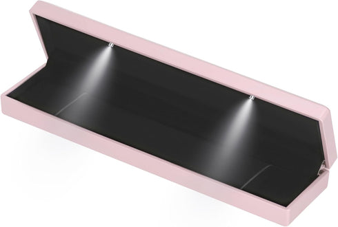 Long Chain Necklace Jewelry Gift Box Case with LED Light, Elegant Velvet Necklace Pendant Bracelet Box for Jewelry Display Wedding Engagment Valen...