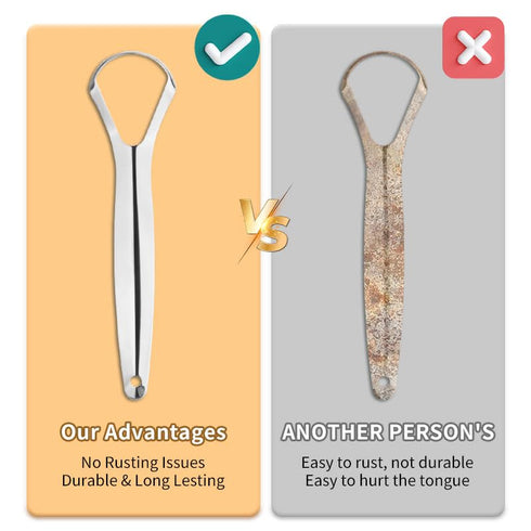 PURECARE 36O Tongue Scraper for Adults. 2 Pack Curved Head, Travel Case. Best Easy to Use Stainless Steel Tongue Cleaner. Top Scrubber for Oral Hy...