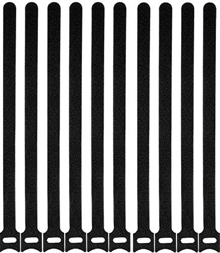 50 Pcs Reusable Fastening Cable Ties, Microfiber Cloth 12 Inch Hook and Loop Cord Ties, Black...