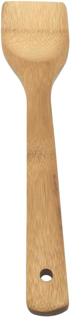 11.8-Inch Natural Wood Turners Bamboo Utensil Kitchen Wooden Cooking Tools Spoon Spatula Cooking, Stir Fry and Mixing, essential Tools (Straight l...