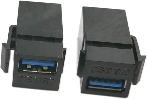 USB 3.0 Keystone Jack Inserts, Haokiang (2-Pack) USB 3.0 Adapters Female to Female Coupler Insert Connector for Wall Plate Outlet Panel-Black...