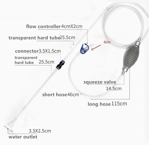 Fish Tank Cleaner and Aquarium Water Changer Siphon with a Thinner Water Tubing?Gravel Vacuum for Aquarium Kit?Perfect for Cleaning Small Fish Tan...