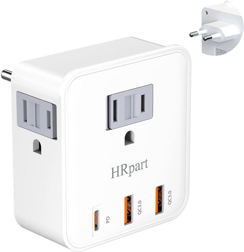 European Travel Plug Adapter, International Plug Adapter,with 20W PD&QC 3.0 USB-C and USB-A Ports Charging Faster,Travel Essentials from US to Mos...