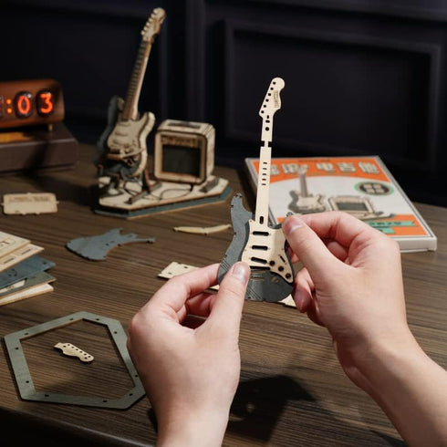ROKR Wooden 3D Puzzles for Adults Guitar, Musical Instrument Model Kit 3D Puzzles for Teens and Kids to Build, Desk Decor/DIY Hobbies/Gifts for Fa...