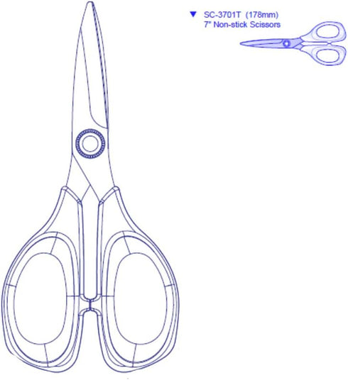 7 inch Teflon Coated Non-Stick Professional Stainless Steel Sewing Scissors, All-Purpose, Comfort Soft Grip, Office Scissors - Made in Taiwan...