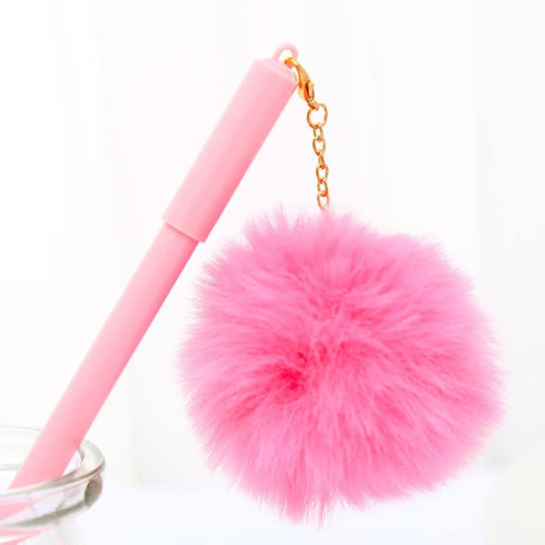 12Pcs/Bulk Funny Cute Pens Kawaii Plush Ball Pom Top Pendant Cool Novelty Gel Pen, Aesthetic Stationery Rollerball Back to School Office Journalin...