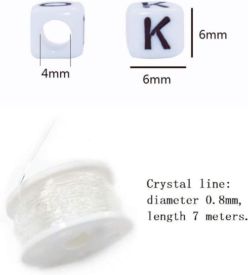 Amaney 810pcs 6x6mm Cube Acrylic Alphabet Letter Beads for Jewelry Making Bracelets Necklaces Key Chains...