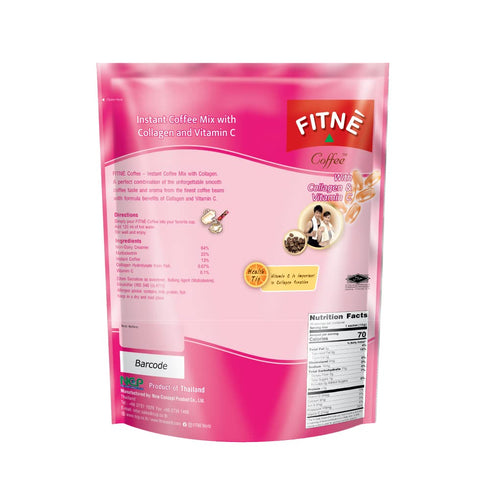 FITNE Instant 3 In 1 Coffee Packets Mix With Natural Hydrolyzed Collagen Vitamin C Smooth Blend Tasty Aromatic No Sugar Sucralose Sweetener, 10 St...