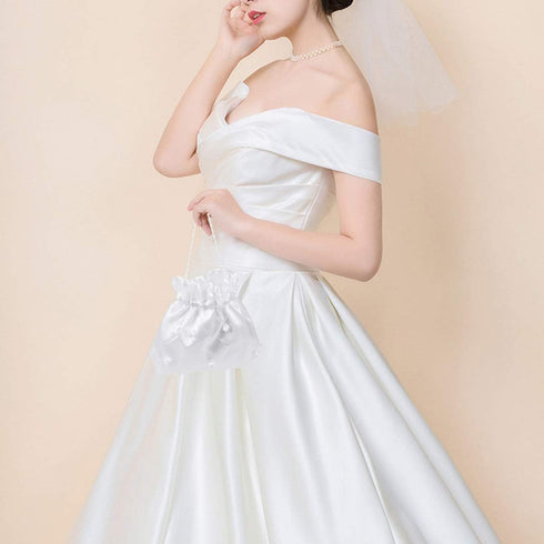 Satin Money Bag Bridal Wedding Dolly Bag Party Handbag (White), 1...