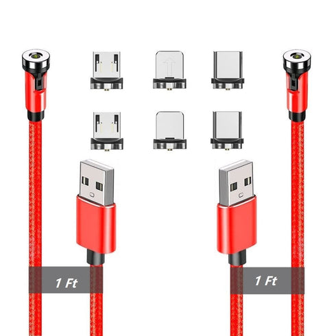 540° Rotation Magnetic Charging Cable, Magnetic Charging Tips 3in1 Short USB Cable Compatible for all Smartphone/ChargeBank/Charging Station for M...