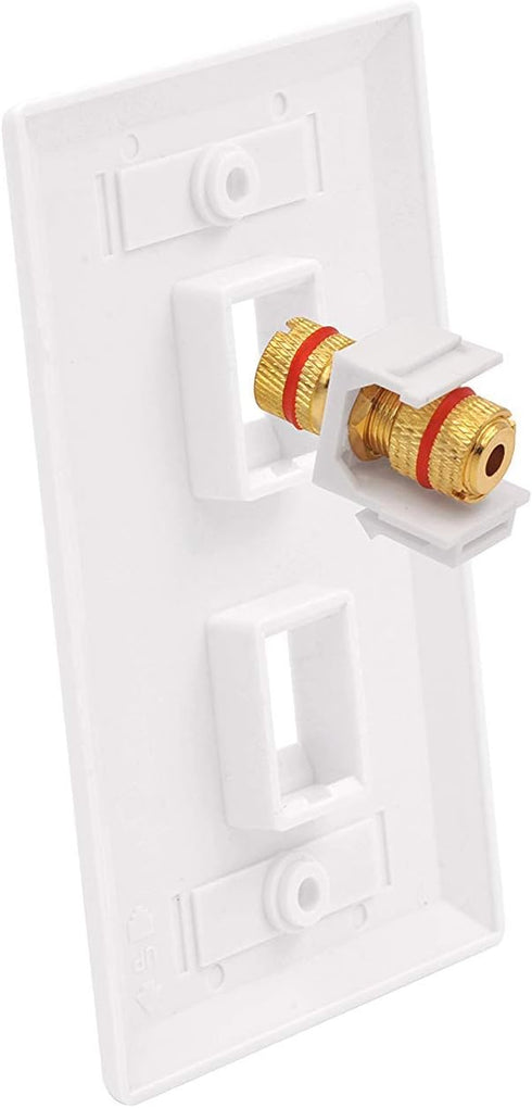VCE Banana Jack Binding Post Keystone Jack Insert with Black & Red Rings, Screw Type Audio Speaker Keystone, 3 Pairs/6 Pack...
