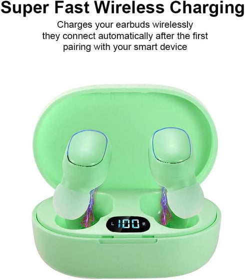 Fully Wireless Bluetooth 5.0 Rechargeable iPX4 Water & Sweat Proof Earbud Headphones w Microphone, Touch Controls, Smart LCD Charging Case, 3D Ste...