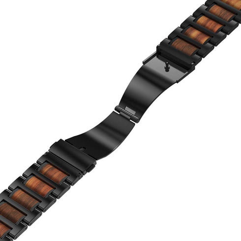 iiteeology Compatible with Apple Watch Band, Natural Wooden Steel Link Bracelet for iWatch Ultra 2/ Ultra/Series 1-10 42mm 41mm 40mm 38mm - Black...