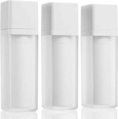 NOLITOY 3Pcs 30ml Airless Pump Bottles, Lotion Dispenser Travel Size Pump Container Empty Refillable Quartet Frosted Bottle for Cosmetics Skin Car...