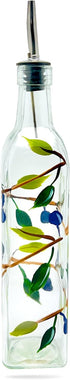 Glass Olive Branch Oil/Vinegar Glass Cruet for Kitchen, 16 oz Olive Oil Dispenser With Stainless Steel Spout for Easy Pouring...