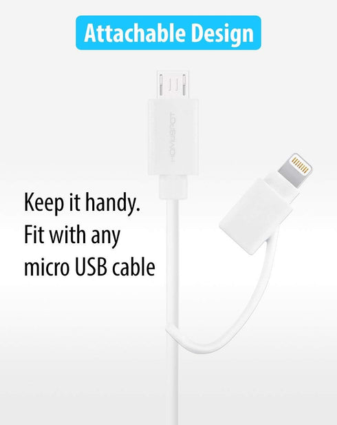 HomeSpot iPhone Charger, Micro USB to 8 pin Lightning Adapter Converter with Tether Keeper Sleeve, Apple MFi Certified for iPhone 7 Plus 6s Plus 6...