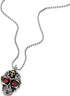 COOLSTEELANDBEYOND Vintage Steel Silver Gold Sugar Skull Pendant Necklace Mens with Red Cubic Zirconia, 23.6 in Chain...