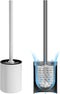Aluminum Toilet Bowl Brush and Holder Set, Toilet Scrubber with Metal Handle Holder Durable Bristles for Bathroom Cleaning, Wall Mounted Floor Sta...