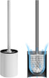 Aluminum Toilet Bowl Brush and Holder Set, Toilet Scrubber with Metal Handle Holder Durable Bristles for Bathroom Cleaning, Wall Mounted Floor Sta...