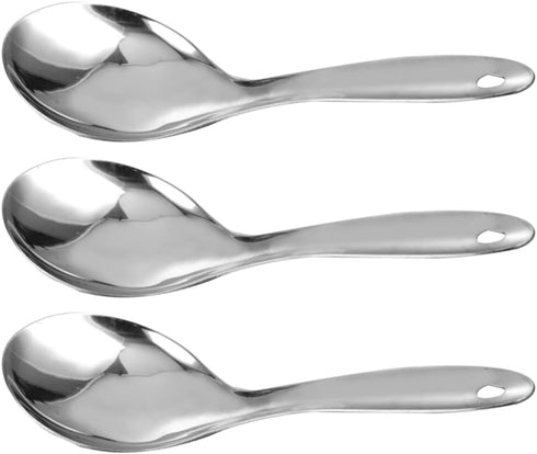 Kichvoe Rice Scooper 3pcs Rice Paddle Spoon Stainless Steel Rice Scoop Metal Serving Spoon Cooking Utensil Rice Servers Soup Ladle Oil Skimmer Spo...