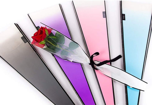 50 Pcs Single Rose Packaging Bags Flower Wrapping Gift Bags for Valentine's Day, Wedding and Party (Blue)...