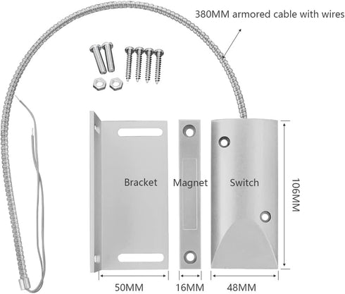 Magnetic Switch Alarm Sensor Overhead Garage Door Contacts with L Bracket...