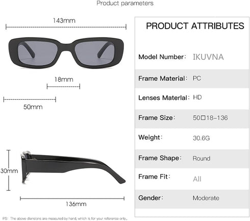 Rectangle Sunglasses for Women Black 90s Retro Sunglasses Fashion Y2K Square Sunglasses...