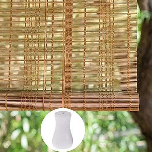 Cutelec 10pcs Real Wood Cord Tassels White Tassels for Window Blinds Brown Cord Knobs Wooden Hanging Ball Pulls for Curtain Craft...