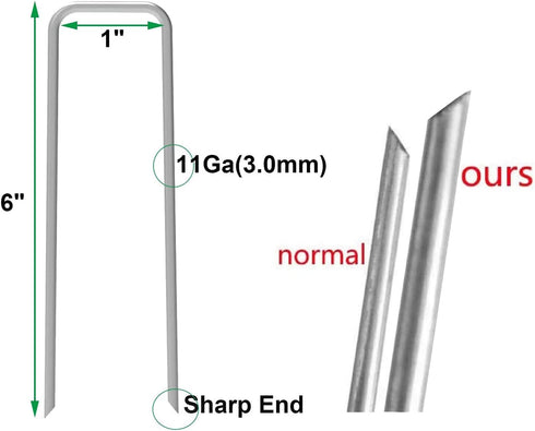 AAGUT 16 Pack Landscape Staples 6 Inch Garden Pins 11 Ga Galvanized Sod Landscaping Pins Heavy Duty Yard Lawn Tent Stakes for Weed Barrier Fabric,...